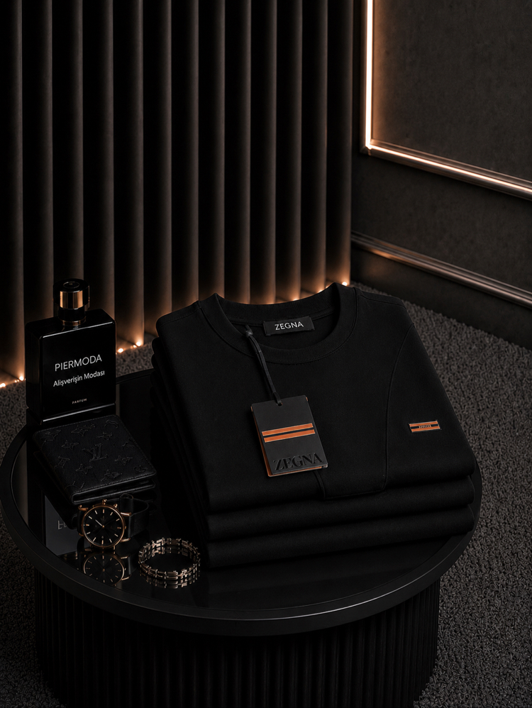 Zegna interlok pamuklu kumaş   T-shirt