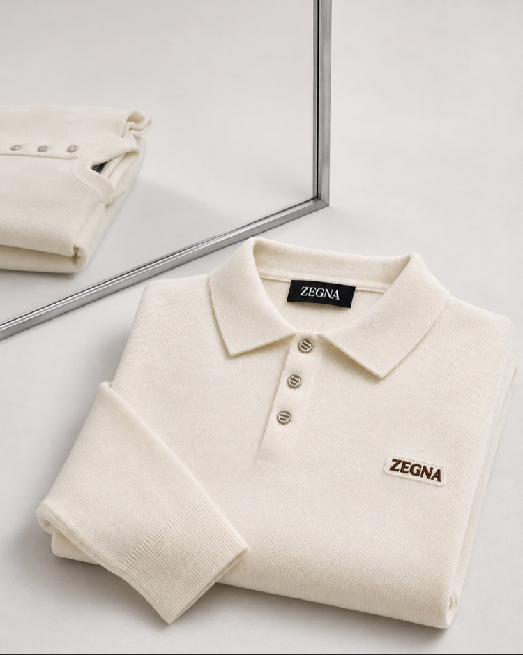 Zegna  ince Dokulu Pamuk Polo Yaka Triko