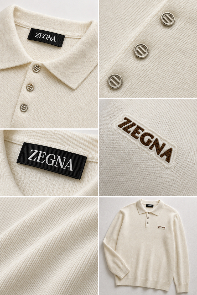 Zegna  ince Dokulu Pamuk Polo Yaka Triko