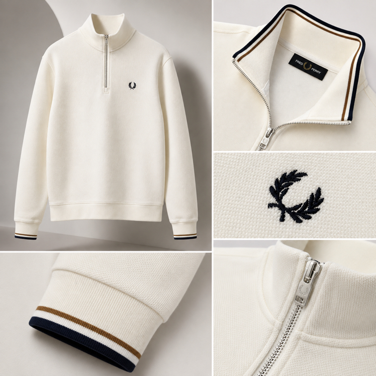 Fred Perry cotton Yarım fermuarlı Sweatshirt