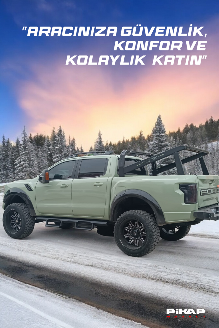 Ford Ranger Uyumlu Lazer Kesim Yan Çelik Basamak Çift Ayaklı