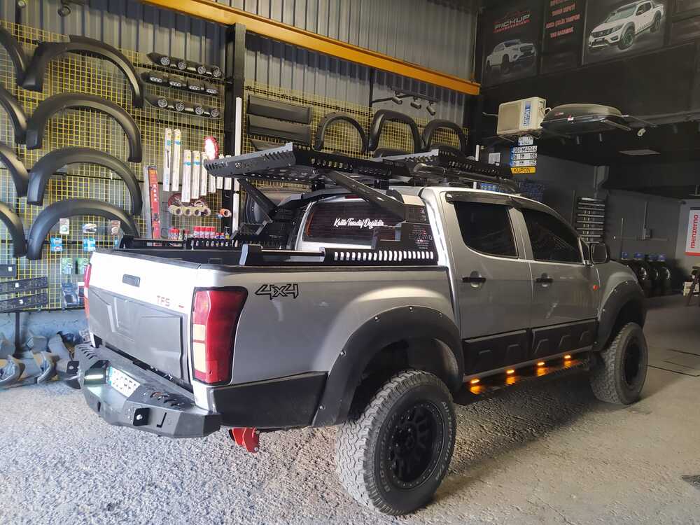 Isuzu Dmax Uyumlu Lazer Kesim Çelik Yan Basamak Düz Model