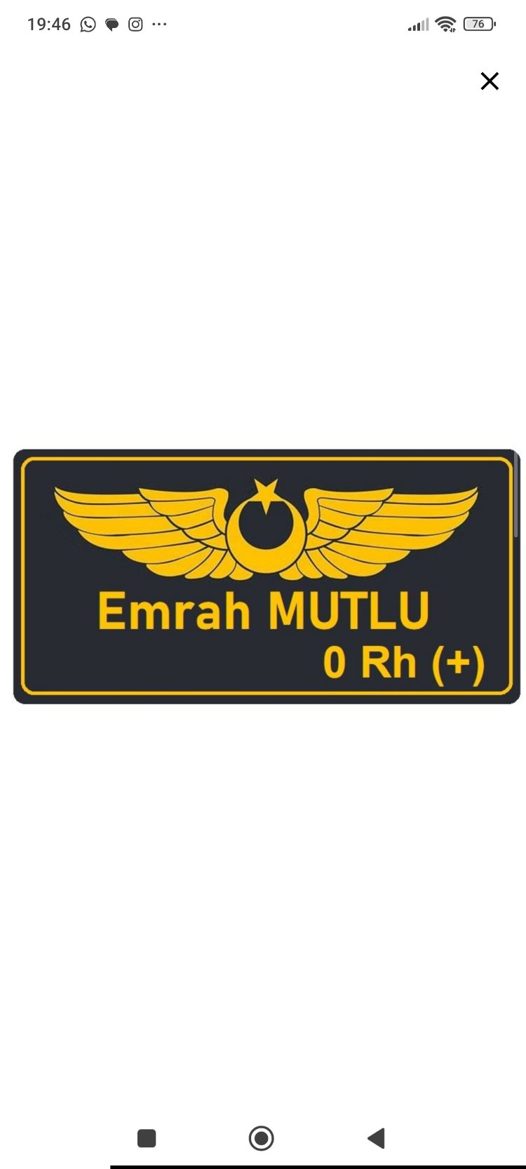 PİLOT İSİMLİK | Kan grubu sağ köşede 