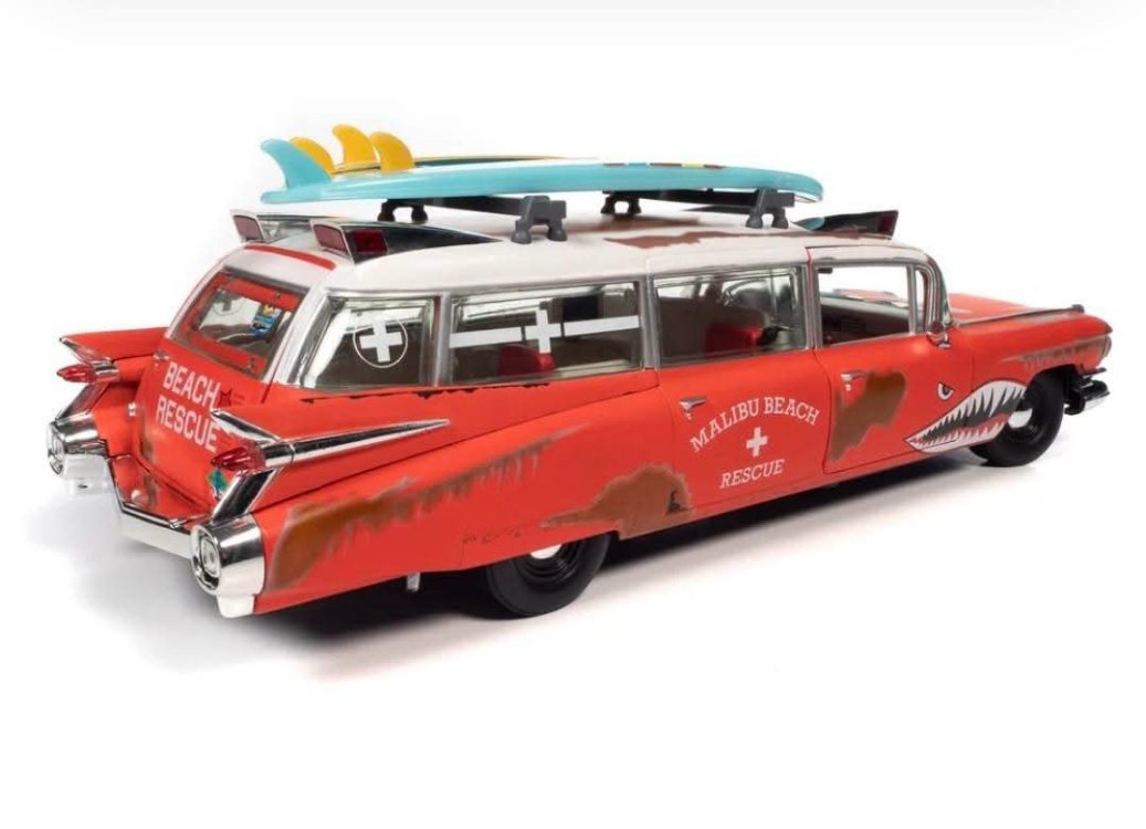 Auto World 1959 Cadillac Eldorado Ambulance Surf Shark 1:18