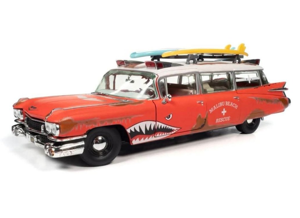 Auto World 1959 Cadillac Eldorado Ambulance Surf Shark 1:18
