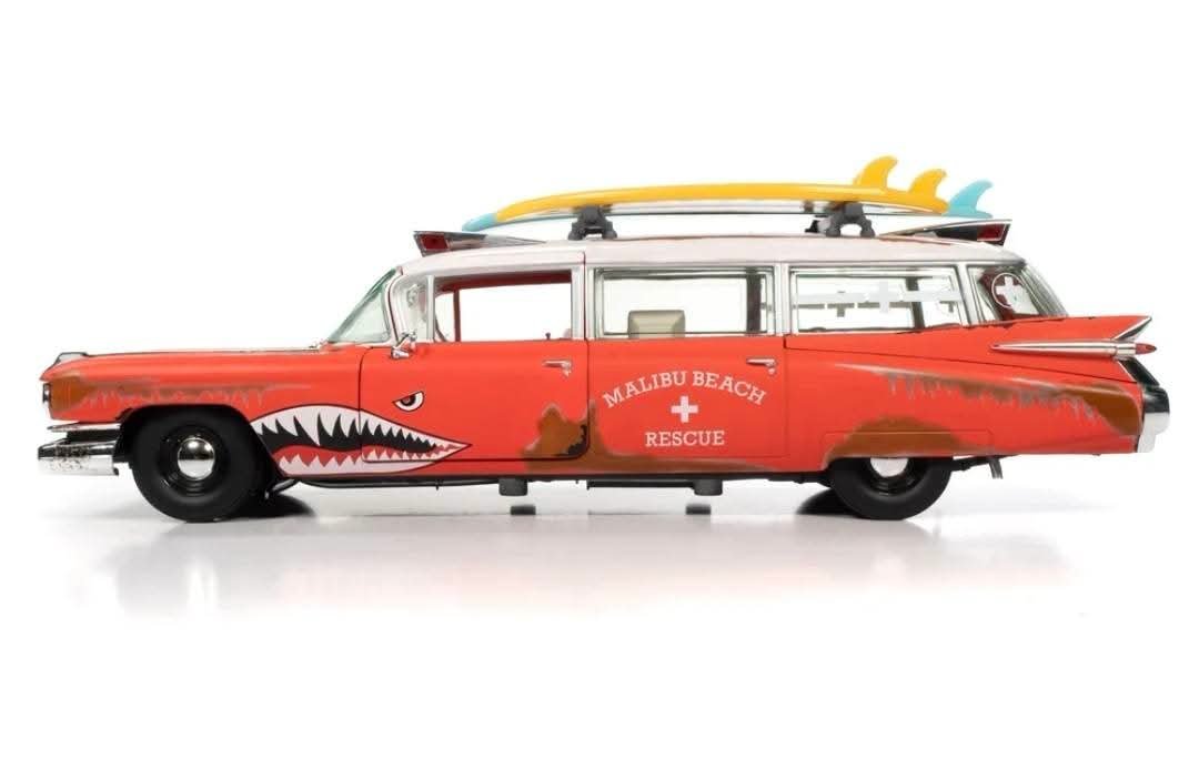 Auto World 1959 Cadillac Eldorado Ambulance Surf Shark 1:18