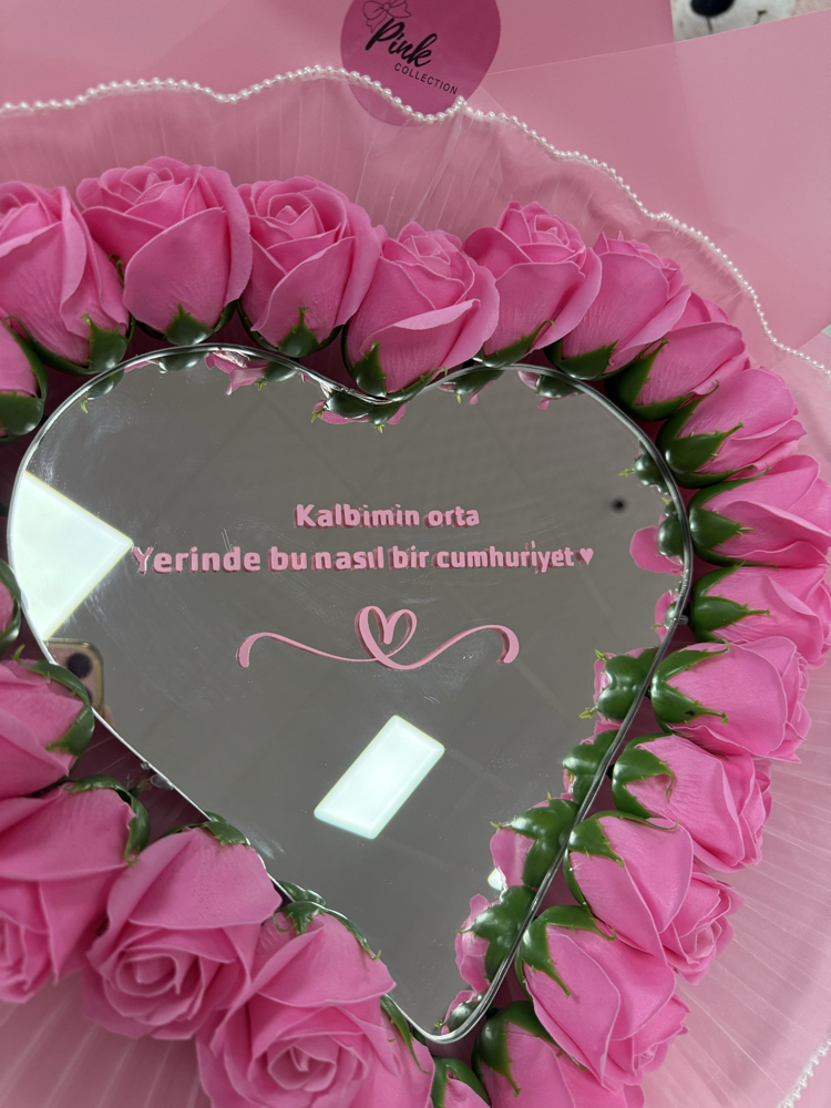 Aynalı buket (pembe )