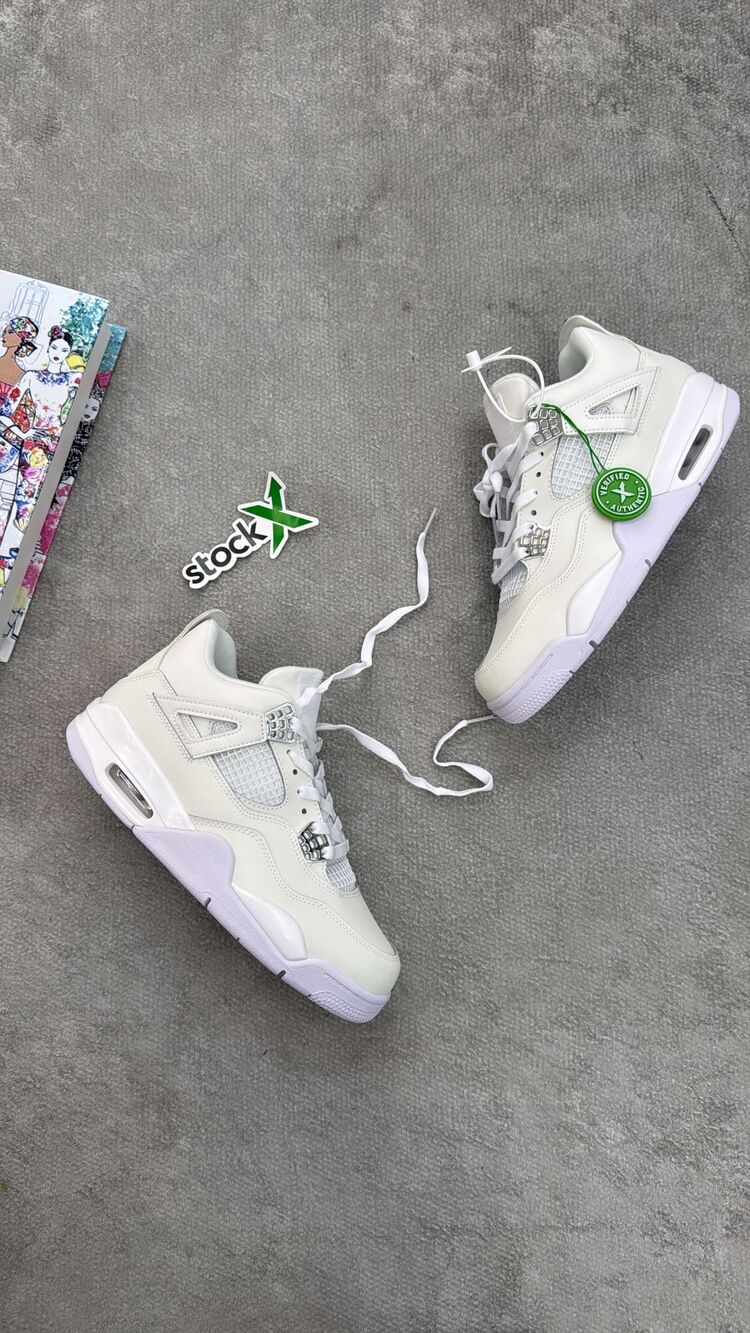 Retro 4 white metallic silver