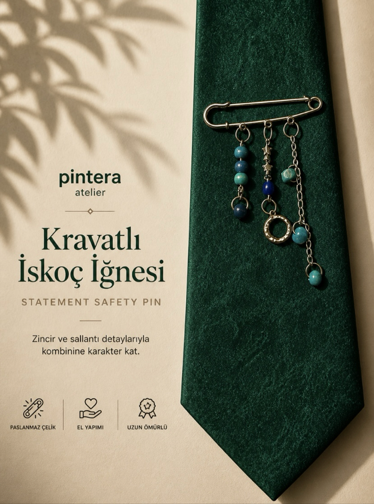 Yeşil İskoç İğneli Kravat 
