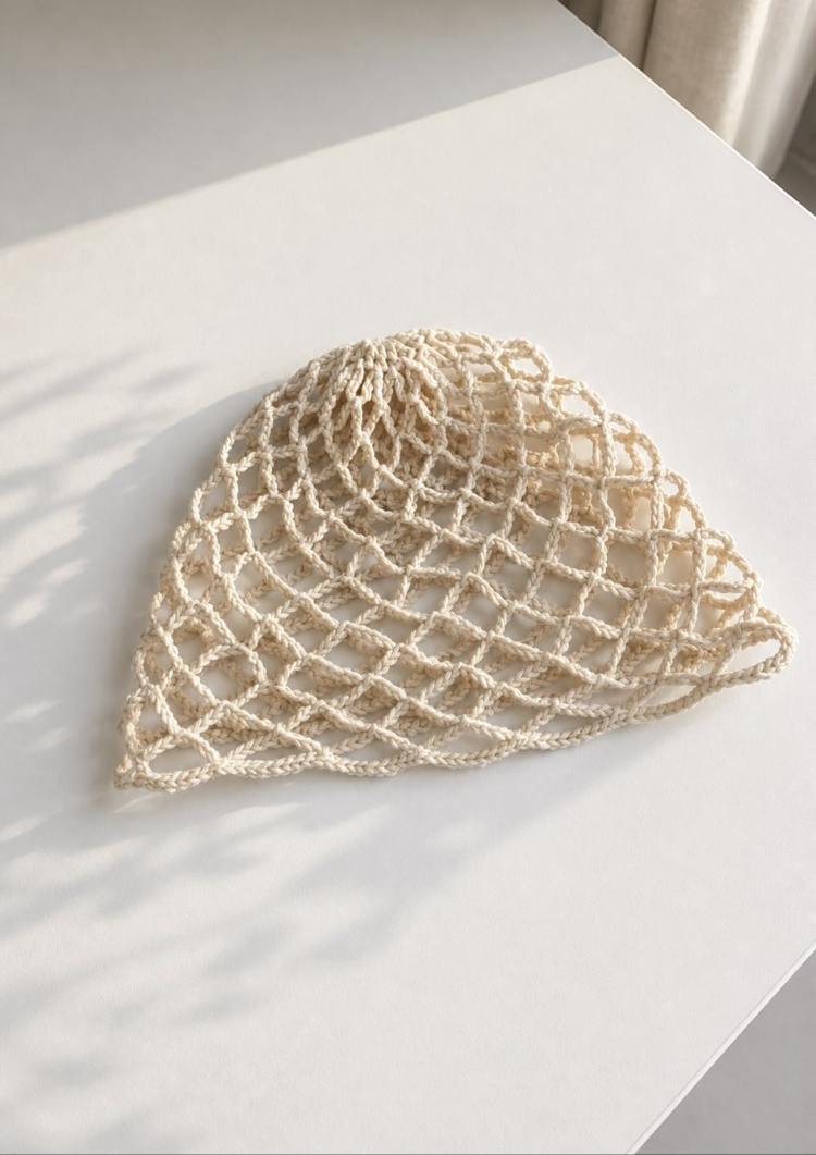 Krem File Model Örgü Şapka