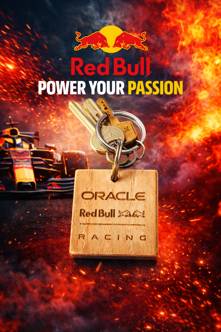 Red Bull Logolu Ahşap Anahtarlık