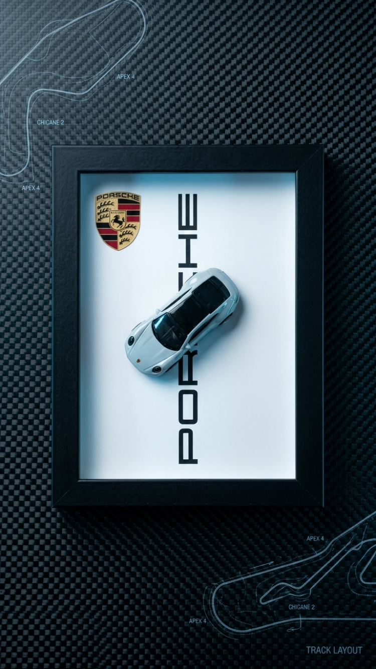 Porsche 911 Carrera T Temalı Ahşap Çerçeve Dekor – Masa & Ofis Aksesuarı