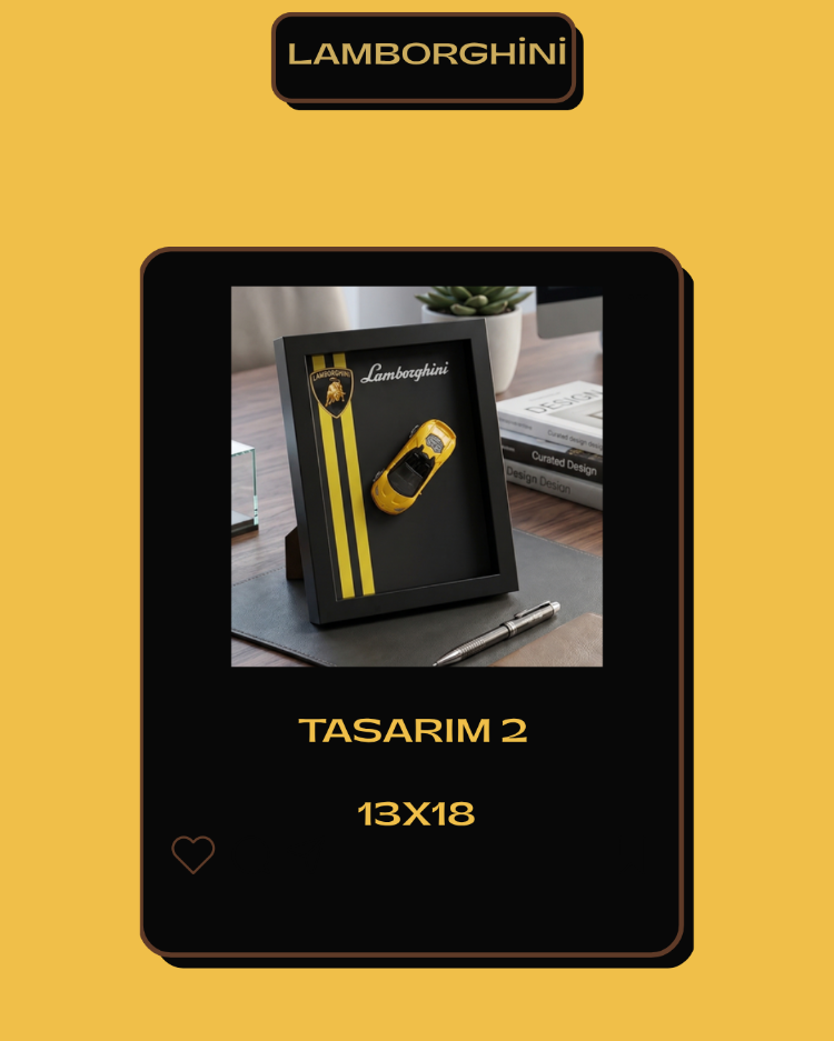 Lamborghini Temalı Ahşap Çerçeve Dekor – Masa & Ofis Aksesuarı