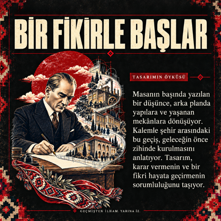 Bir Fikirle Başlar | Atatürk Baskılı Regular Tişört – 29 Ekim Özel Koleksiyon