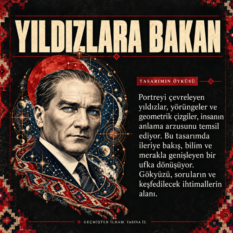 Yıldızlara Bakan | Atatürk Baskılı Regular Tişört – 29 Ekim Özel Koleksiyon