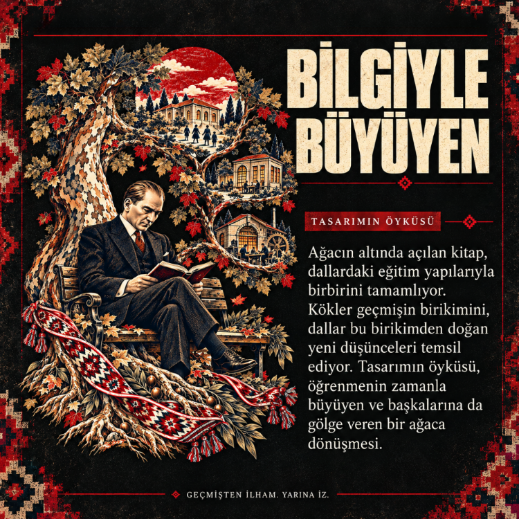 Bilgiyle Büyüyen | Atatürk Baskılı Oversize Tişört – 29 Ekim Özel Koleksiyon