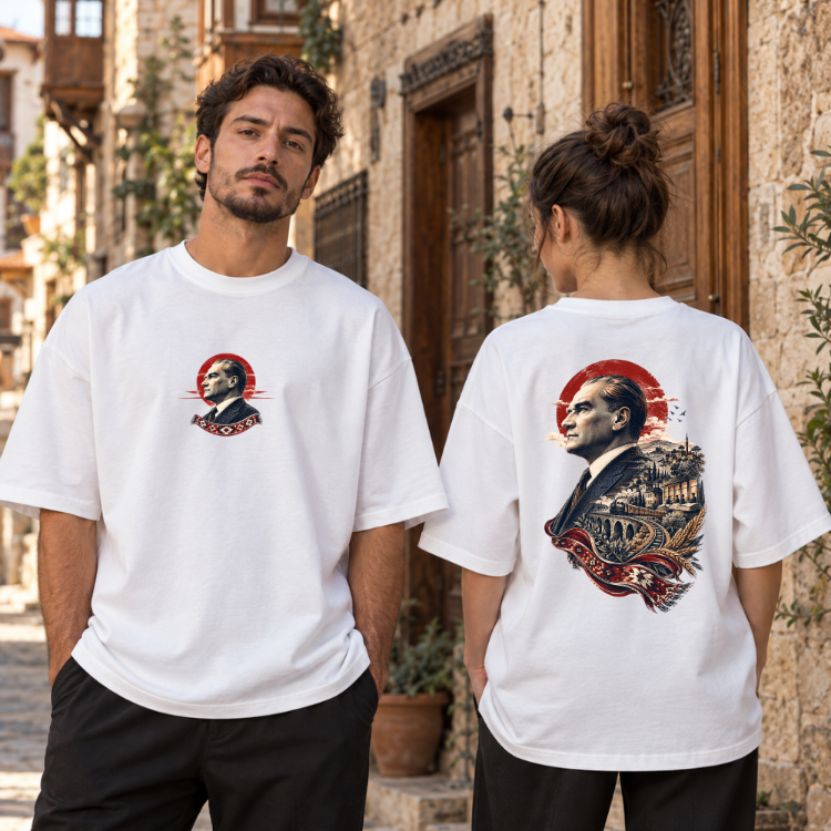 Ufku Çizen Adam | Atatürk Baskılı Oversize Tişört – 29 Ekim Özel Koleksiyon