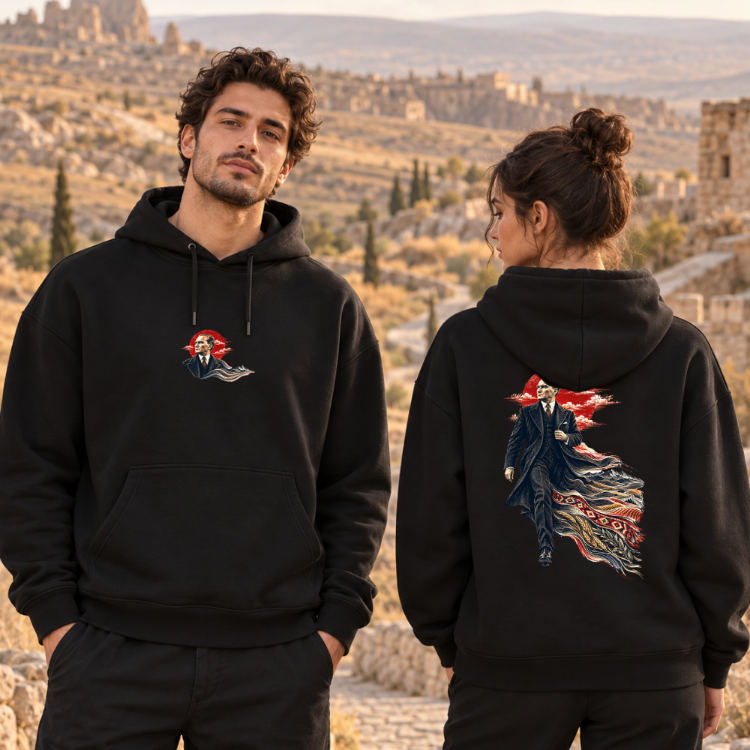 İz Bırakan Adımlar | Atatürk Baskılı Hoodie – 29 Ekim Özel Koleksiyon