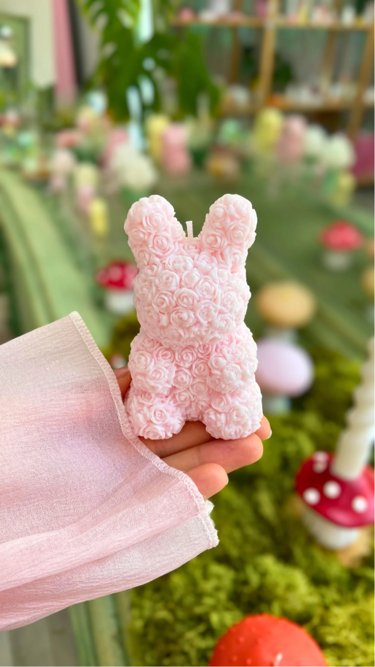 Pembe Güllü Tavşan Mum