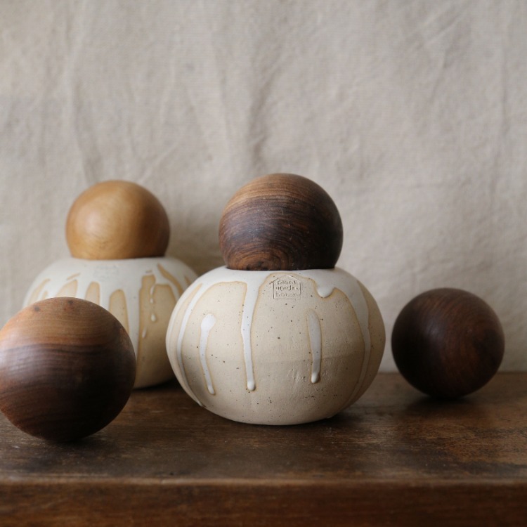 Ahşap Kapaklı Stoneware Seramik Kavanoz