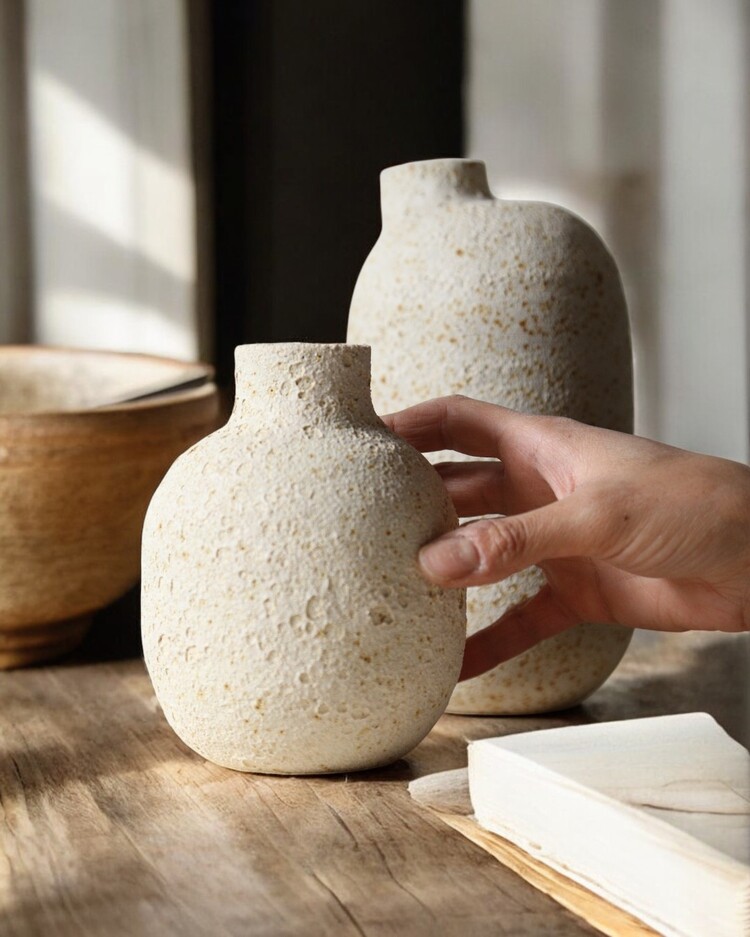 El Yapımı Stoneware Seramik Vazo