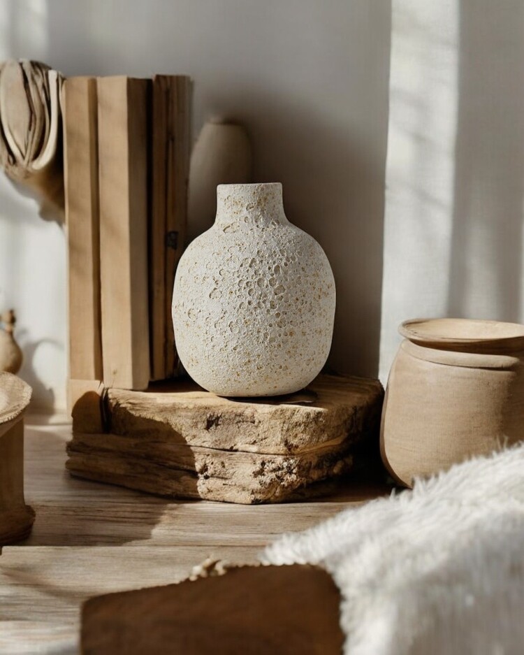 El Yapımı Stoneware Seramik Vazo