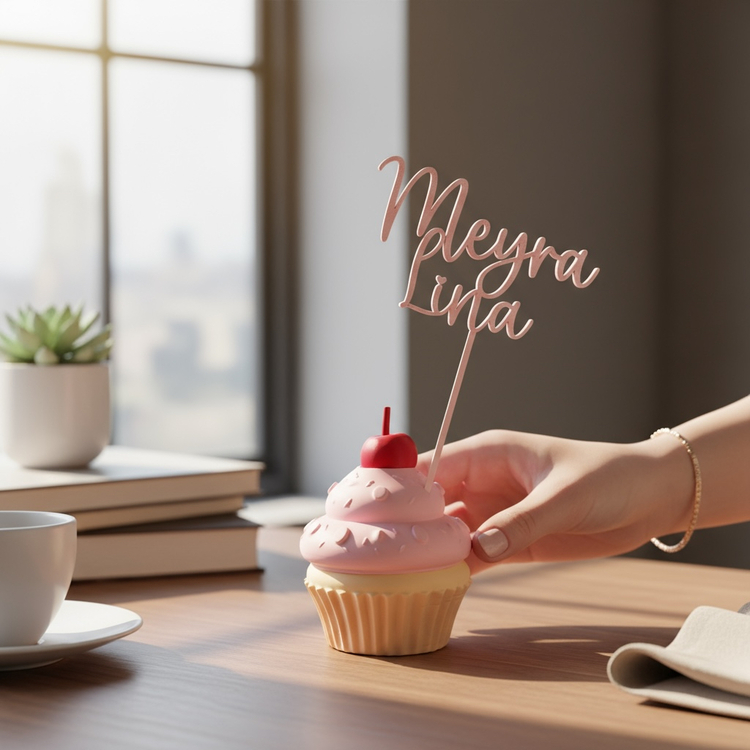 Cupcake ve isme özel pasta süsü  