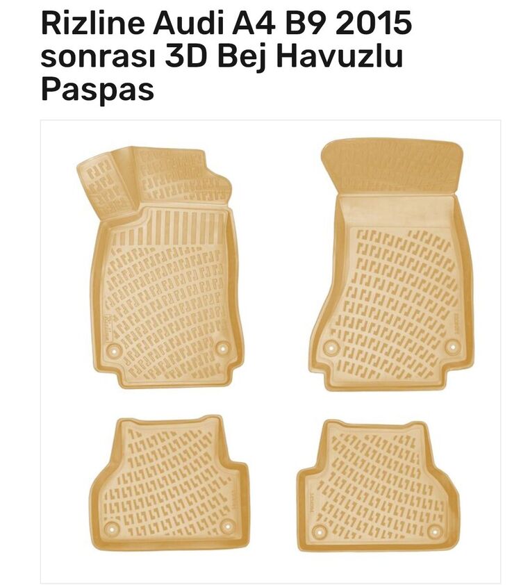 Audi A4 2015 sonrası 3D Havuzlu Paspas