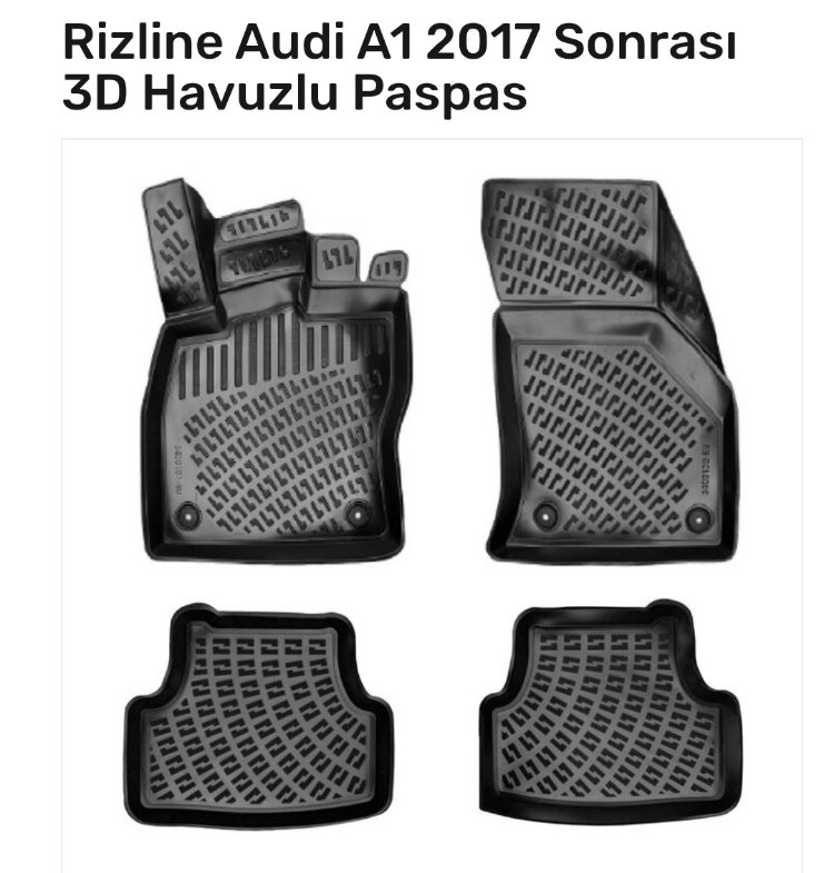 Audi A1 2017 Sonrası 3D Havuzlu Paspas