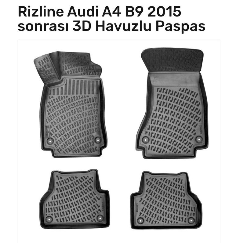 Audi A4 2015 sonrası 3D Havuzlu Paspas