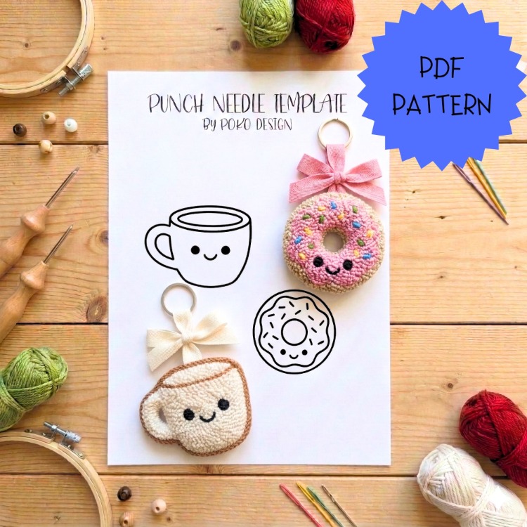 Donut Kahve Fincanı Anahtarlık Şablonu