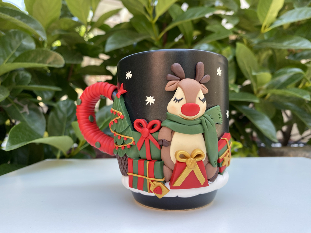 Deer kulp detaylı siyah mug