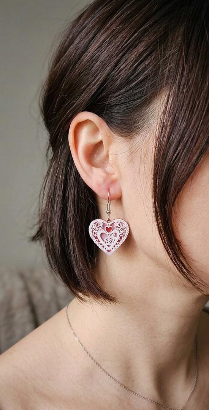 Kalpli Dantel İşlemeli Küpe | Romantik Vintage El Yapımı Tasarım