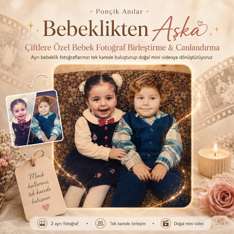 ÇİFTLERE ÖZEL BEBEKLİK FOTOĞRAFI BİRLEŞTİRME & CANLANDIRMA