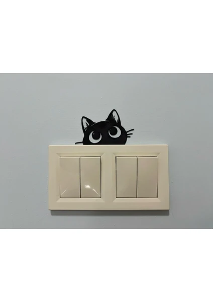 3'lü Kedi Temalı Elektrik Anahtarı Dekor Seti | 3D Duvar Anahtarı Süsü | Kendinden Yapışkanl