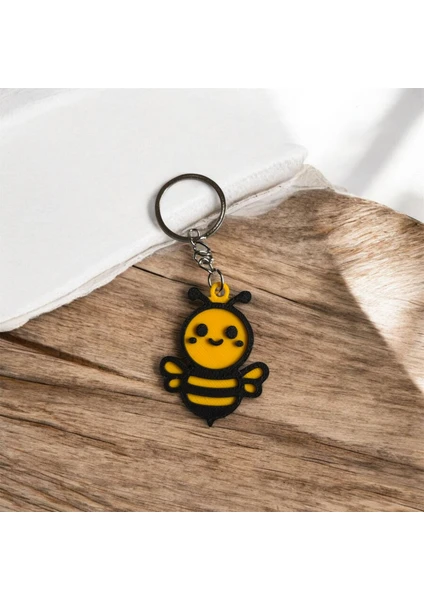3D Baskı Sevimli Arı Anahtarlık – Kawaii Arı Figürlü Dekoratif Anahtarlık
