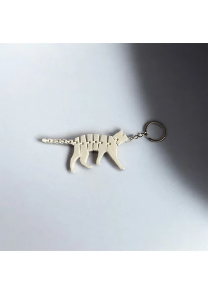 3D Baskı Esnek Kedi İskeleti Anahtarlık – Hareketli Fidget Anahtarlık