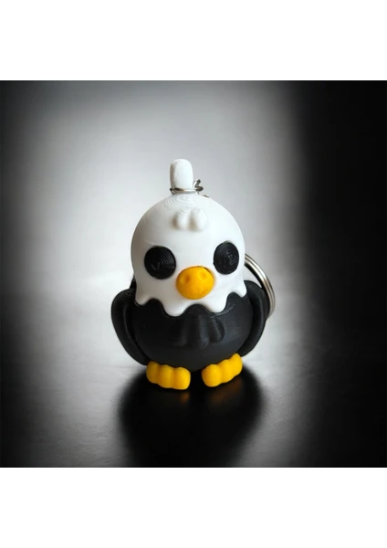 Siyah Beyaz Kartal Figürlü Anahtarlık - Taraftar Hediyelik - Pla