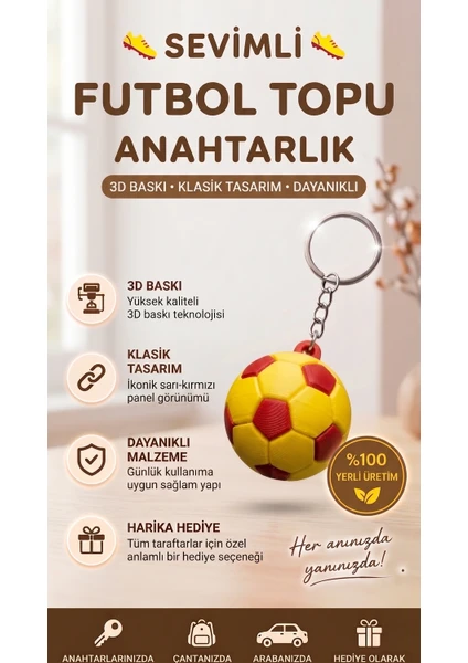 Futbol Topu Figürlü Anahtarlık - 3D Baskı Sporcu Aksesuarı - Süsü