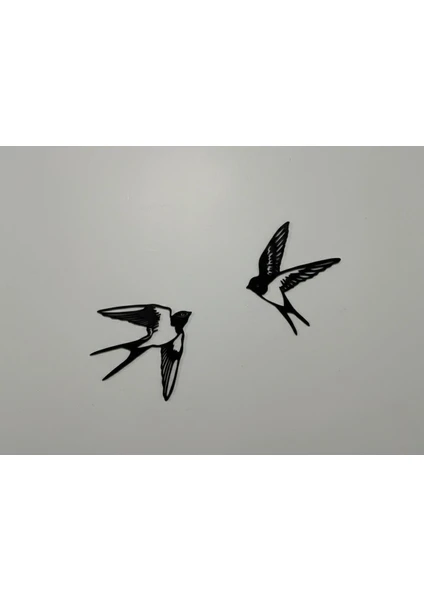 3D Baskı Kırlangıç Duvar Dekoru (2'li Set) – Uçan Kuş Figürlü Dekoratif Duvar Süsü