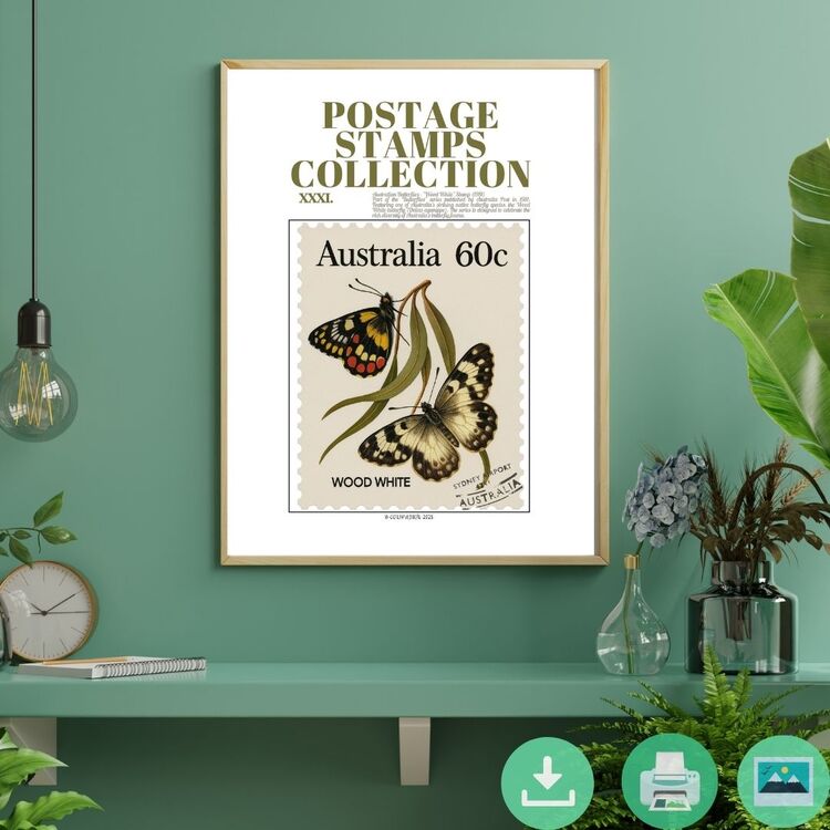 Australia 1981 Wood White Butterfly Stamp – Digital Poster (Collection No. 31)