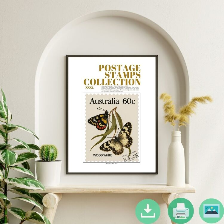 Australia 1981 Wood White Butterfly Stamp – Digital Poster (Collection No. 31)