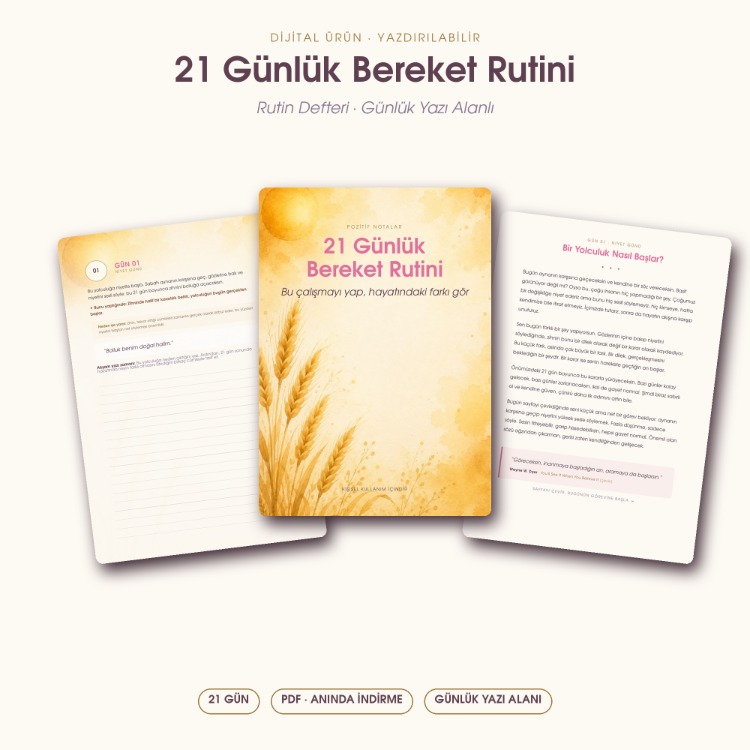 21 Günlük Bereket Rutini — Dijital Rutin Defteri (PDF, Anında İndirme)