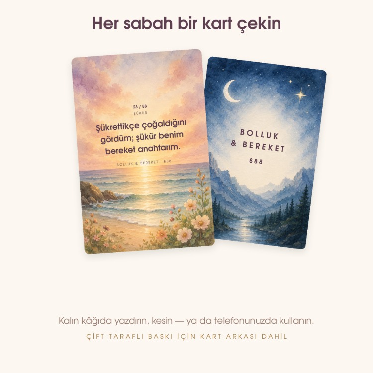 Bolluk & Bereket — 88 Olumlama Kartı | Yazdırılabilir PDF | Sulu Boya Afirmasyon Destesi 