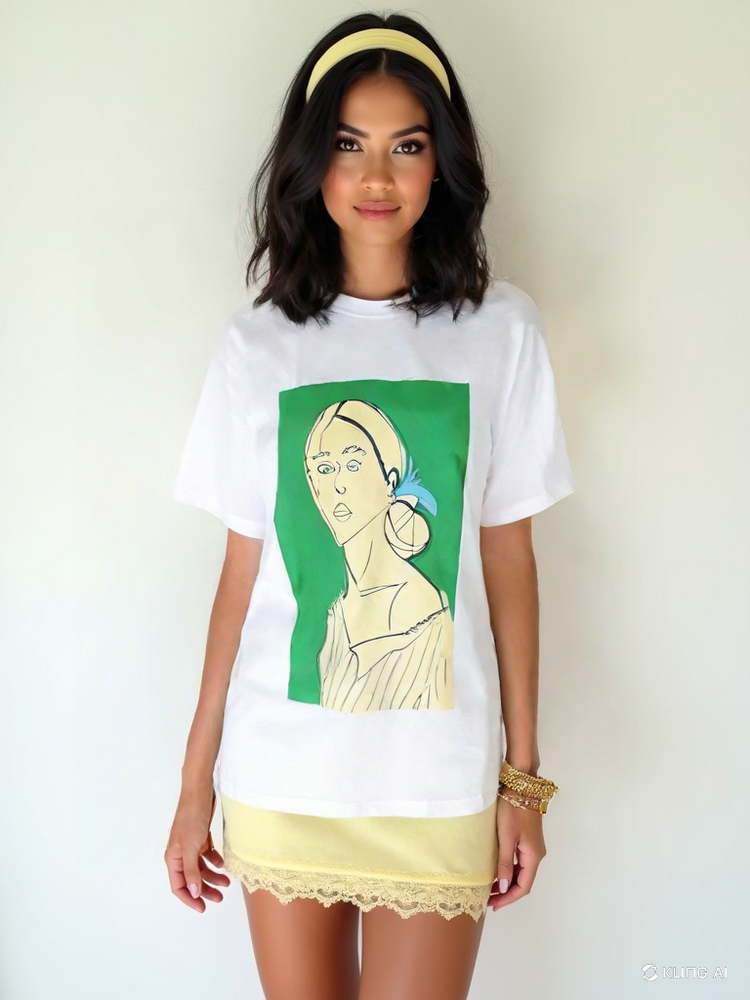 BASKILI BEYAZ TSHIRT
