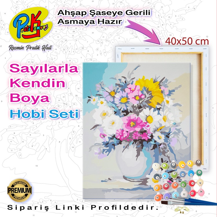 Sayılarla Boyama Tuval Seti - NT24101 (VAZODAKİ ÇİÇEKLER - 1)