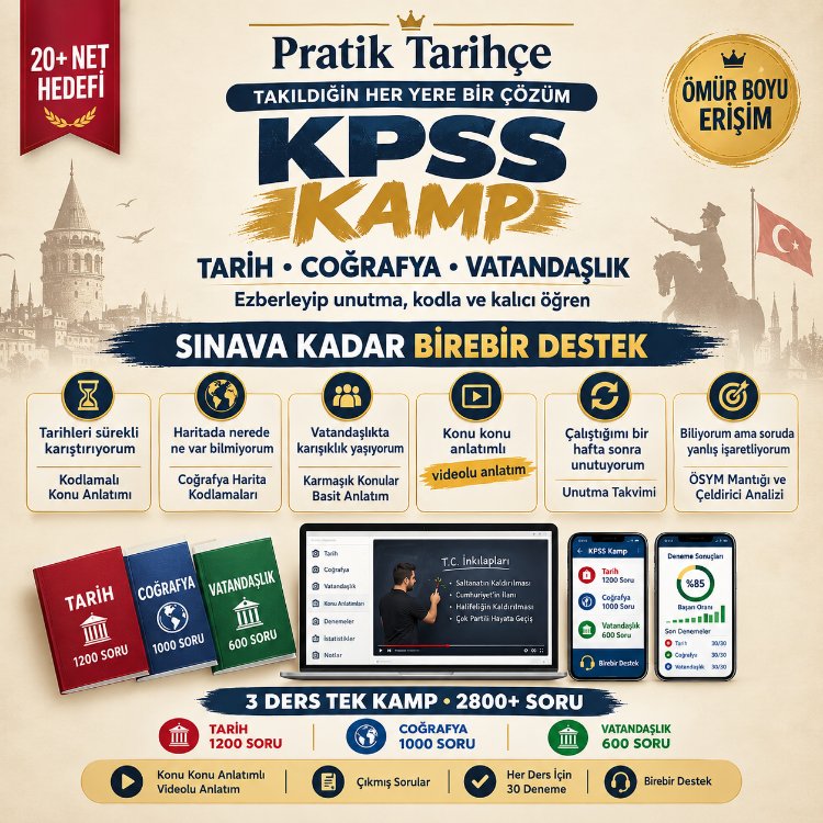KPSS Genel Kültür Kampı | 2.800+ Soru + Zayıf Alan Analizi + Hoca Desteği