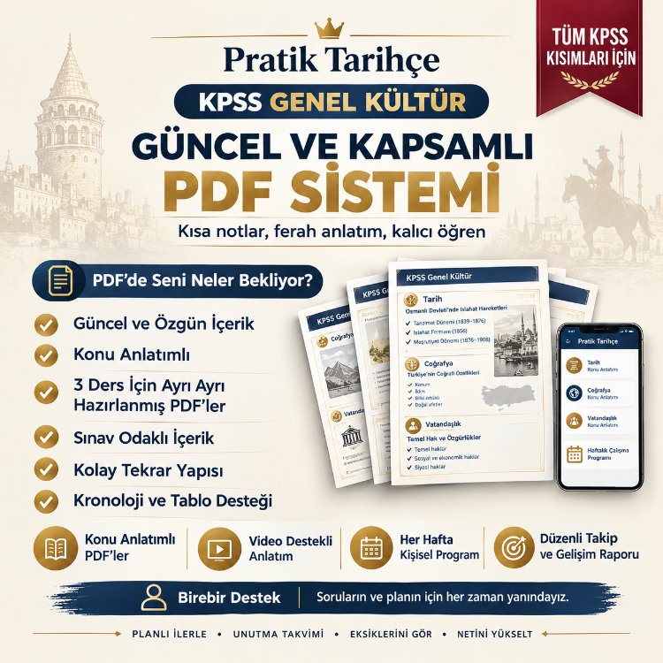 KPSS Genel Kültür Kampı | 2.800+ Soru + Zayıf Alan Analizi + Hoca Desteği