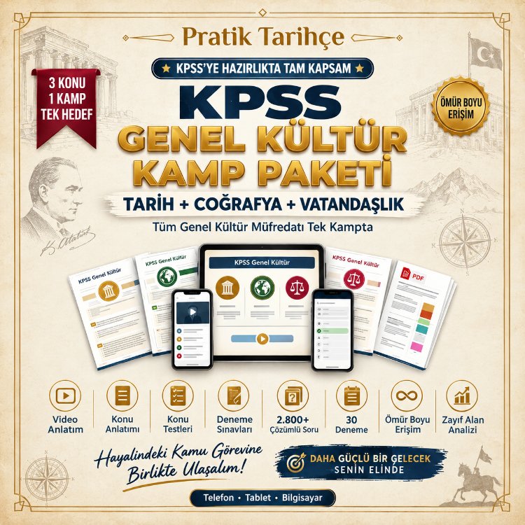 KPSS Genel Kültür Kampı | 2.800+ Soru + Zayıf Alan Analizi + Hoca Desteği
