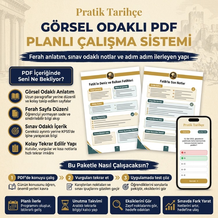 KPSS Tarih Kampı | PRO PAKET | 2.800+ Soru + Zayıf Alan Analizi + Hoca Desteği